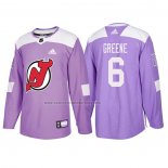 Camiseta Hockey New Jersey Devils Andy Greene 2018 Fights Cancer Violeta