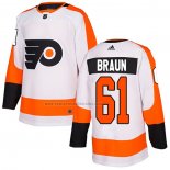 Camiseta Hockey Philadelphia Flyers Justin Braun Road Autentico Blanco