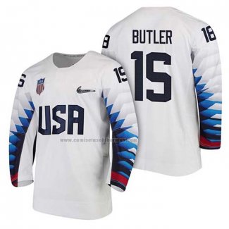 Camiseta Hockey USA Bobby Butler 2018 Olympic Blanco