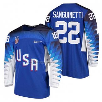 Camiseta Hockey USA Bobby Sanguinetti 2018 Olympic Azul2