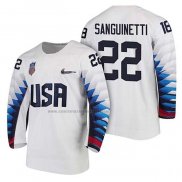 Camiseta Hockey USA Bobby Sanguinetti 2018 Olympic Blanco