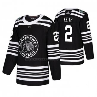 Camiseta Hockey Chicago Blackhawks Duncan Keith 2019 Winter Classic Negro