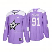 Camiseta Hockey Dallas Stars Tyler Seguin Autentico 2018 Fights Cancer Violeta