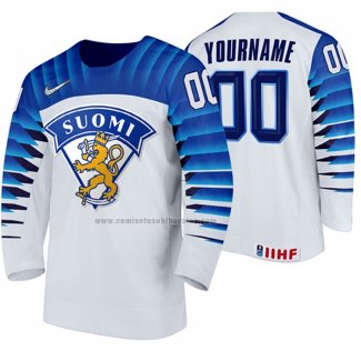 Camiseta Hockey Finlandia Personalizada Primera 2020 IIHF World Championship Blanco