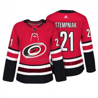 Camiseta Hockey Mujer Carolina Hurricanes Lee Stempniak Autentico Jugador Rojo