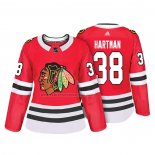 Camiseta Hockey Mujer Chicago Blackhawks Ryan Hartman Autentico Jugador Rojo