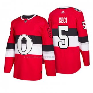 Camiseta Hockey Ottawa Senators Cody Ceci 100 Classic Rojo