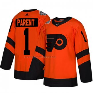 Camiseta Hockey Philadelphia Flyers Bernie Parent Autentico 2019 Stadium Series Naranja