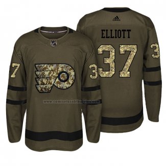 Camiseta Hockey Philadelphia Flyers Brian Elliott Salute To Service Verde Militar