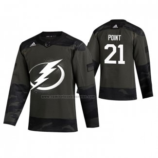 Camiseta Hockey Tampa Bay Lightning Brayden Point 2019 Veterans Day Camuflaje