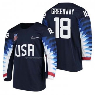 Camiseta Hockey USA Jordan Greenway 2018 Olympic Azul