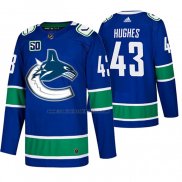 Camiseta Hockey Vancouver Canucks Quinn Hughes Primera Autentico Azul